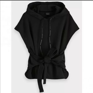 Scotch & Soda Black tie waist sleeveless hoodie